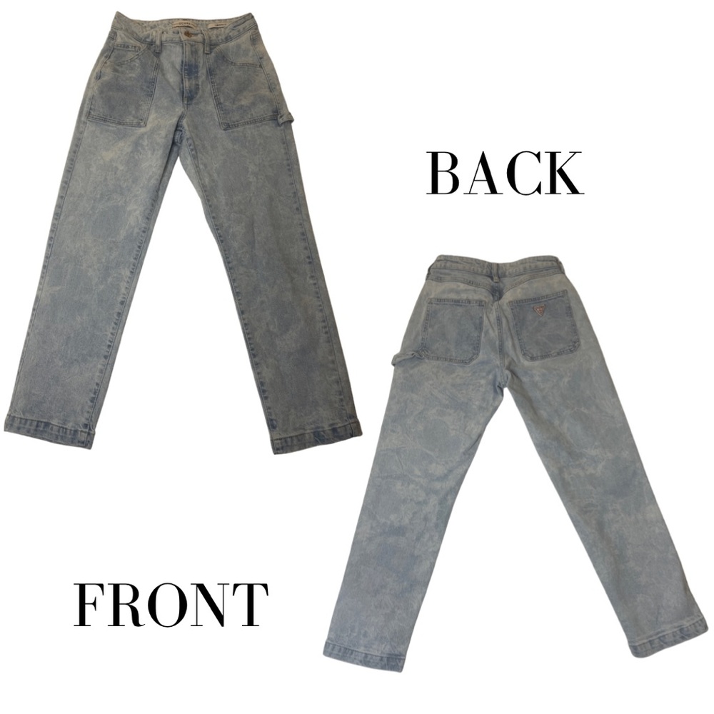 Guess High-Rise Straight Leg Womens Carpenter Denim Jeans In Lightwave Wash